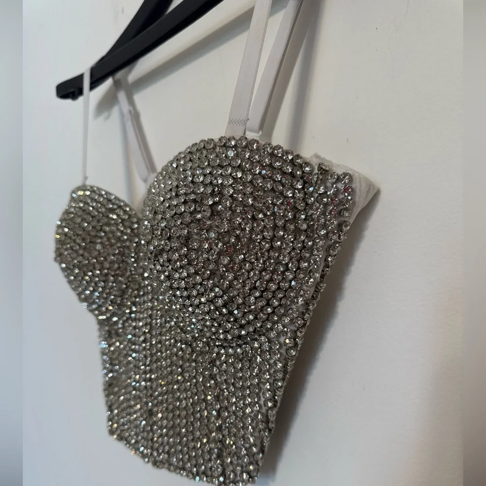 Windsor Silver Sequin Sleeveless Crop Top - Picture 6 of 16
